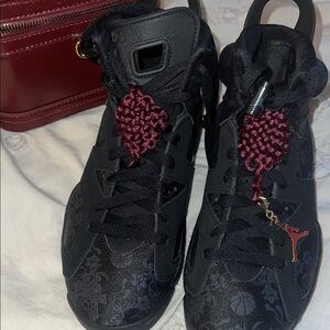 Jordan Women's Black and Burgundy Sneakers